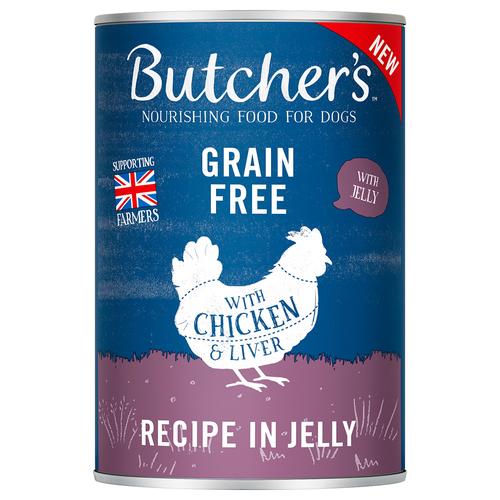 24x 400g Butcher's Original Getreidefrei mit Huhn in Gelee Hundefutter nass