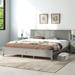 King Size Platform Bed Frame with headboard/Solid Wood Foundation with Wood Slat Support/No Box Spring Needed, Rustic Pine, Grey