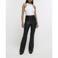 River Island Womens Black Faux Leather Bootleg Trousers