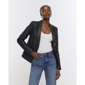 River Island Womens Black Faux Leather Quilted Blazer