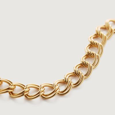 Gold Groove Curb Chain Necklace 48cm/19'