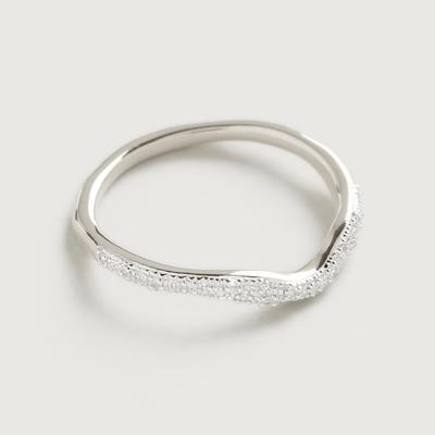 Sterling Silver Riva Diamond Wave Stacking Ring Diamond