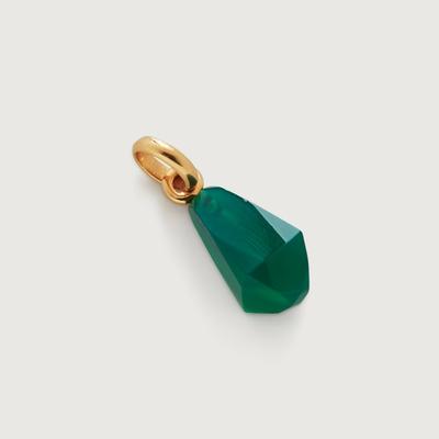 Gold Geometric Gemstone Pendant Charm Green Onyx