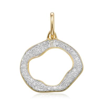 Gold Riva Circle Diamond Pendant Charm Diamond