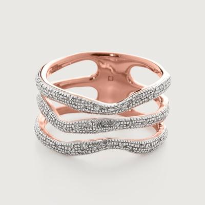 Rose Gold Riva Diamond Wave Triple Ring Diamond