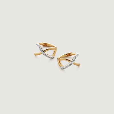 Gold Riva Crossover Diamond Mini Huggie Earrings Diamond
