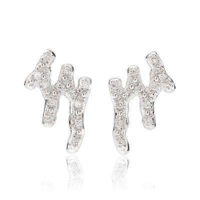 Sterling Silver Riva Waterfall Stud Diamond Earrings Diamond