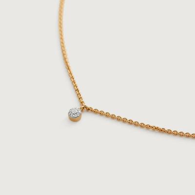 Gold Fiji Tiny Button Single Diamond Necklace Adjustable 43cm/17' Diamond