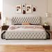 King Size Upholstered Platform Bed Frame w/4 Drawers, Button Tufted Headboard & Footboard Sturdy Metal Support, Beige