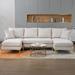 Beige Reversible Chaise Lounge Couch U-Shape Sectional Sofa w/ Ottoman