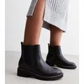 Extra Wide Fit Black Leather-Look Chelsea Boots New Look