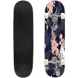 hand drawing wild botanical flowers colorful floral elements Outdoor Skateboard Longboards 31 x8 Pro Complete Skate Board Cruiser Gift