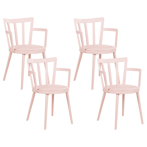 Esszimmerstühle 4er Set Pastellrosa aus Kunststoff Stühle für Esszimmer Esstisch Modern Minimalistisch