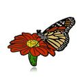 Monarch Butterfly on Flower Hard Enamel Lapel Pin