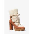 Michael Kors Culver Sherpa and Nubuck Lace-Up Boot Brown 11