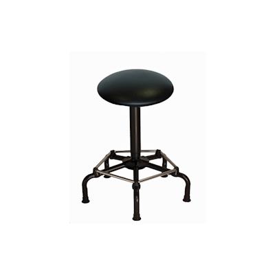 PROREGAL Drehspindel-Hocker Atlanta | Sitzhöhe 49-63cm | Tragfähigkeit 110kg | Kunstleder-Sitz | Stahl-Fußkreuz mit Fußstütze & Gleiter | Schwarz Image