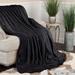Mercer41 Padme Diamond Flannel Embossed Fleece Plush Throw Blanket Medium Weight Ultra-Soft Fluffy Bedding in Black | 60 H x 50 W in | Wayfair