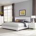 Brayden Studio® Cemalettin Vegan Leather Bed Wood & /Upholstered/Faux leather in Brown/White | 49 H in | Wayfair 0C3A52767E9446EA85C741780DEFE9AA