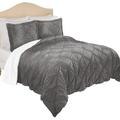 Union Rustic Kelby 3-Piece Velvet Diamond Pintuck Texture Comforter Set Polyester/Polyfill/Microfiber in Gray | Wayfair