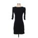 Theory Casual Dress - Bodycon Crew Neck 3/4 sleeves: Black Print Dresses - Women's Size Small Petite