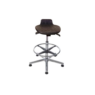 PROREGAL Stehhilfe Orlando | Sitzhöhe 51-77cm | Ø 61cm | Tragfähigkeit 110kg | Polyurethane-Sitz | Aluminium-Fußkreuz mit Fußring & Gleiter | Schwarz Image