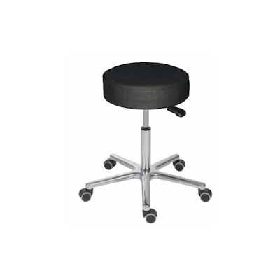 PROREGAL Belastbarer Hocker Stockton | Sitzhöhe 56-74cm | Tragfähigkeit 180kg | Kunstleder-Sitz | Aluminium-Fußkreuz mit Doppelrollen | Silber/Schwarz Image