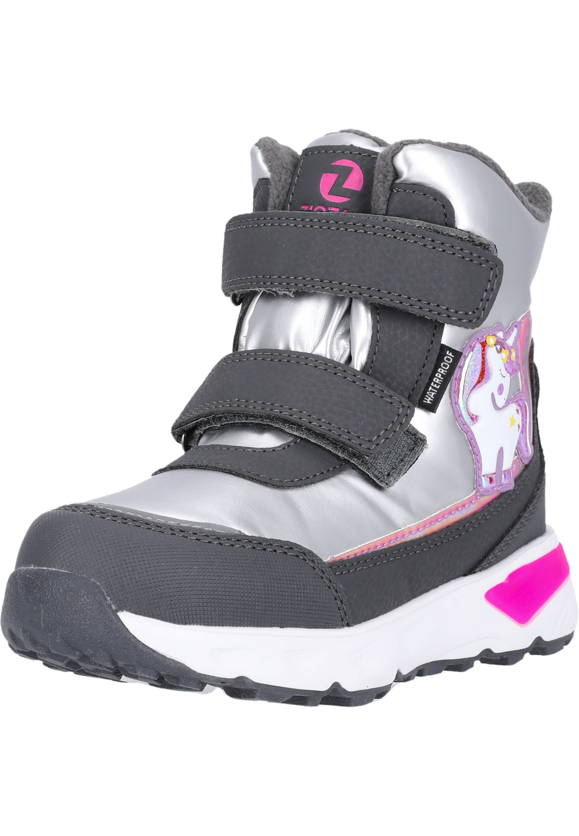Stiefel ZIGZAG "Hidol", Gr. 32, silber (silberfarben), Polyurethane, Casual, Schuhe, mit wärmender Funktion und Blinklichtern