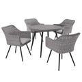 Modway Endeavor Round 4 - Person 36" L Outdoor Dining Set Wood in Brown/Gray | 36 W x 36 D in | Wayfair 889654145264