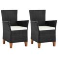 Red Barrel Studio® Patio Chairs w/ Cushions 2 Pcs Poly Rattan Wicker/Rattan in Black | 34.4 H x 23.2 W x 23.2 D in | Wayfair