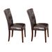 Wildon Home® Gaidouras Espresso & Walnut Tufted Back Parson Chairs Faux Leather/Wood/Upholstered in Brown | 40 H x 20.5 W x 28.5 D in | Wayfair
