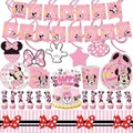 Fournitures de fête Minnie Mouse pour enfants bannière ballons assiettes standard nappe