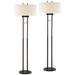 Franklin Iron Works Roscoe 62" Bronze Pole Modern Floor Lamps Set of 2