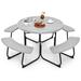Costway 8-Person Outdoor Picnic Table and Bench Set with Umbrella Hole-Gray