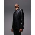 Topman faux leather oversized blazer in black