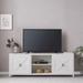 Farmhouse Wood 68" White TV Stand in Gray - 54 x 84