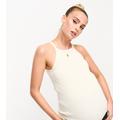 ASOS DESIGN Maternity tank top with high square neck in cream-White