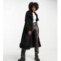 Urban Code Tall longline faux shaggy fur jacket in black