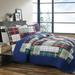 Full/Queen Plaid Patch Reversible 100%Cotton Quilt Set Blue