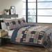 3pc King Plaid Quilt Set Soft Lightweight Breathable Blue Red