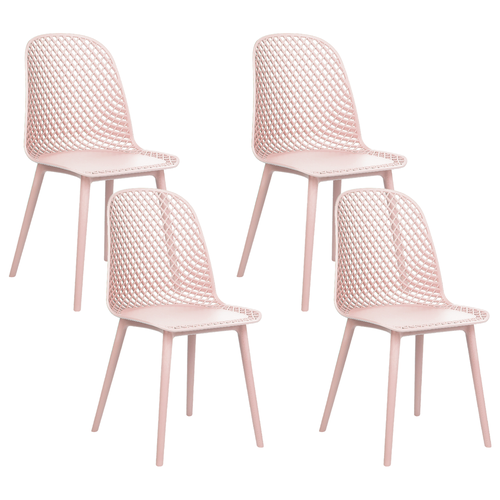 Esszimmerstühle 4er Set Pastellrosa aus Kunststoff Stühle für Esszimmer Esstisch Modern Minimalistisch