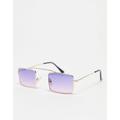 AJ Morgan ac/dc square festival sunglasses with purple lens in gold