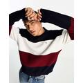 Tommy Hilfiger textured colourblock crew neck jumper in blue