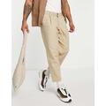 Jack & Jones Intelligence wide cropped leg chino with pleat in crockery-Neutral