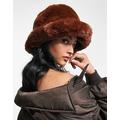 ASOS DESIGN faux fur bucket hat in brown