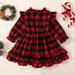 Aayomet Toddler Girls Dress Winter Long Sleeved Black Red Plaid Dress Princess Dress Casual Skirt Outwear (Red 3-4 Years)