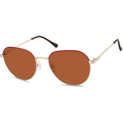 Zenni Aviator Rx Sunglasses Red Stainless Steel Full Rim Frame