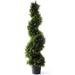 Artificial Spiral Topiary Tree - 4 Spiral Cypress - Indoor/Outdoor Topiary - Faux Cypress Artificial Outdoor Plants - Lifelike Cypress Plant (Single)