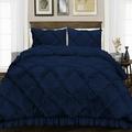 Twin/Twin XL Size Egyptian Cotton 1000 Thread Count Duvet Cover Diamond Ruffle Ultra Soft & Breathable 3 Piece Luxury Soft Wrinkle Free Cooling Sheet (1 Duvet Cover with 2 Pillowcases Navy Blue)