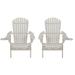 W Unlimited 35 x 32 x 28 in. Foldable Adirondack Chair with Cup Holder White - Set of 2