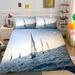 Sailboat Painting Duvet Cover Set Polyester Vintage Home Textiles Bedding Cover Set California King(98 x104 )